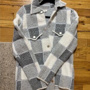 Gray, Blue and White Rachel Zoe Plaid Jacket